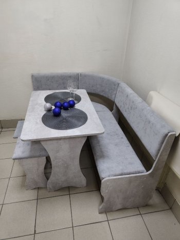 Кухонный уголок Миссия V велюр (цемент) в Болотное - mebel154.com