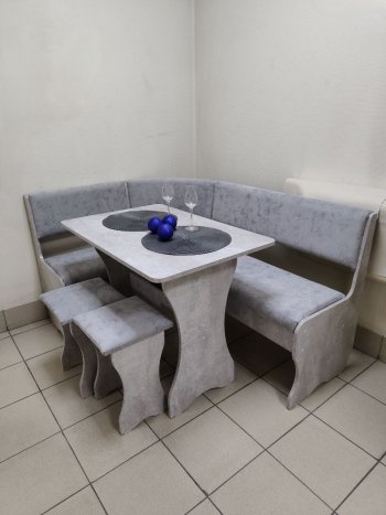 Кухонный уголок Миссия V велюр (цемент) в Болотное - mebel154.com