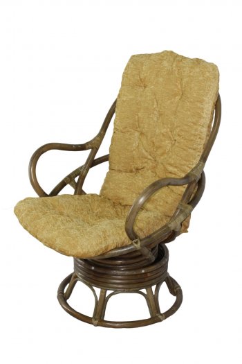 Кресло-качалка Swivel Rocker (Ротанг №6, ткань Mulan 152) в Болотное - mebel154.com